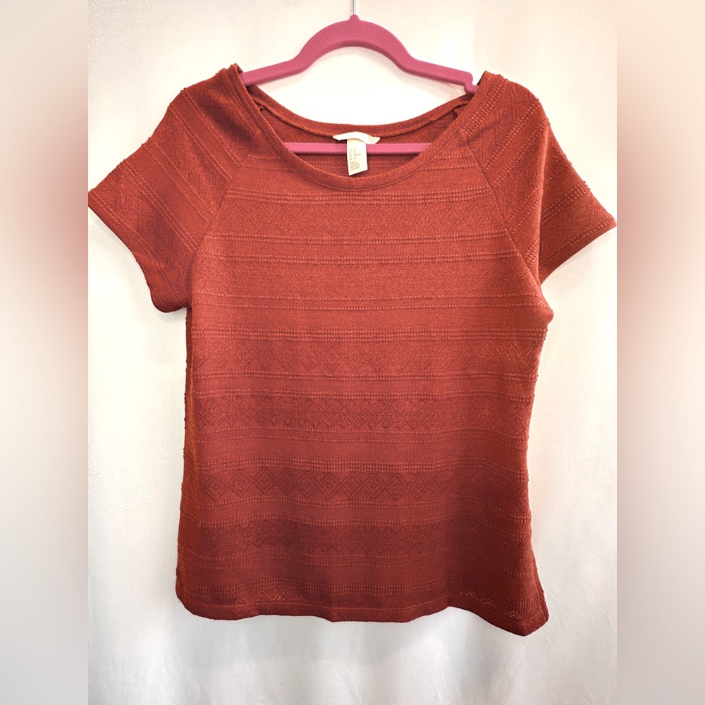 H&M Burnt Orange Linen Blend Tee- NWOT Size Medium